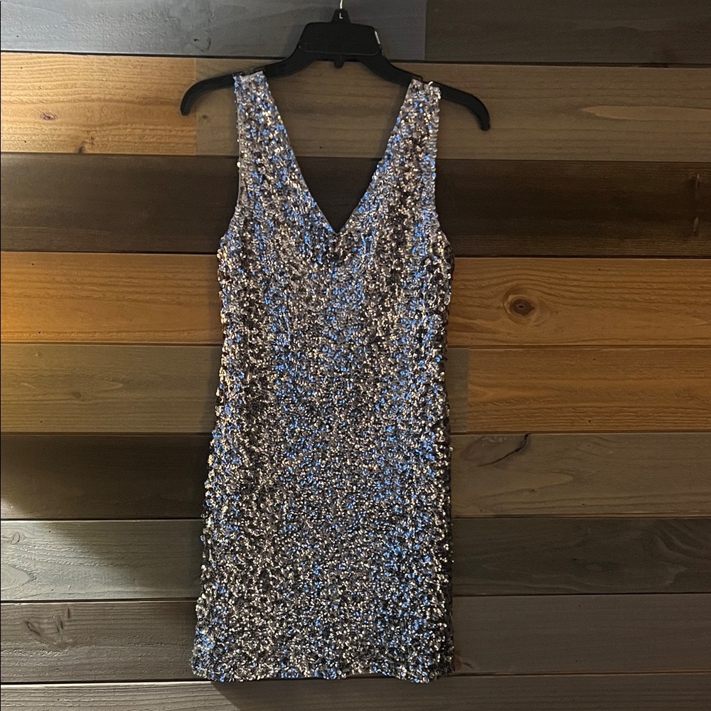 Romeo & Juliet Couture Silver Sequin Mini Dress